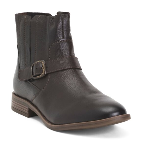 CLARKS Leather Cazmin Loop Comfort Booties - Picture 1 of 3